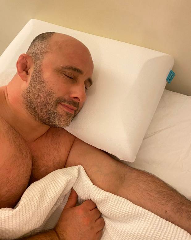 David Flatman sleeping on his side