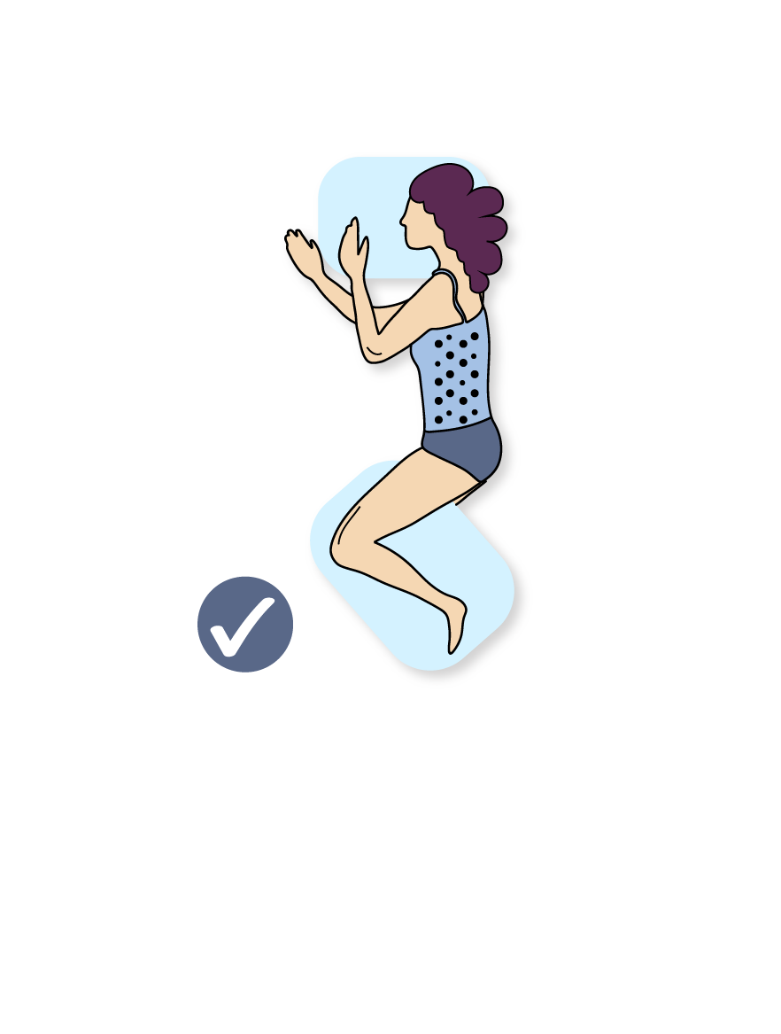 illustration of a woman sleeping on her side with a pillow between her knees and ankles