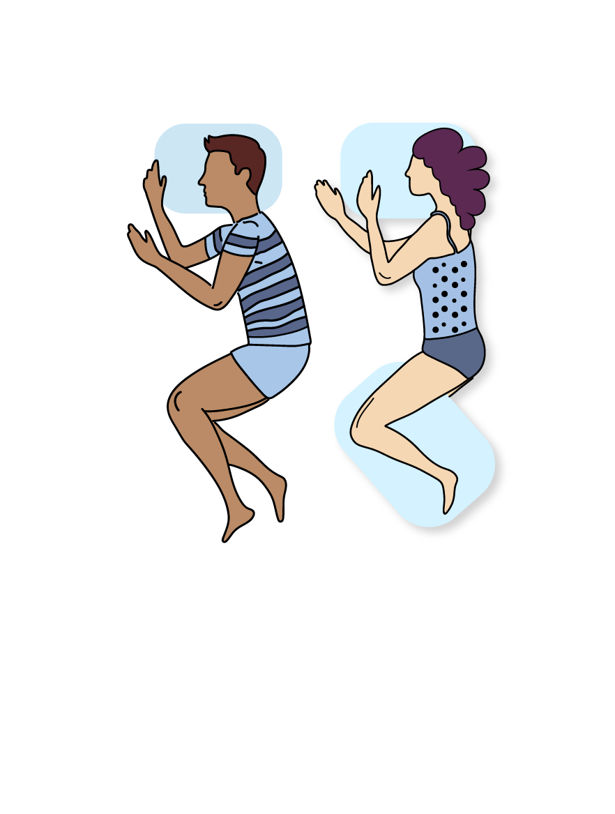 illustration of a man and a woman sleeping on their side